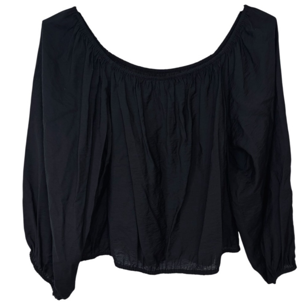 NWT Nine West Women's Off The Shoulder Long Sleeve Black Blouse Size XL